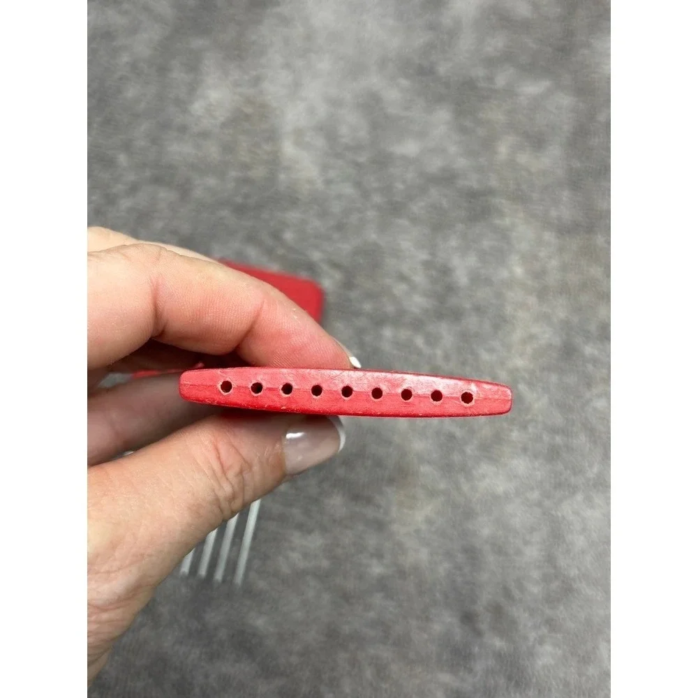 Vtg Omar Hair Pick Red Metal Tine Lift Tool Portable Case